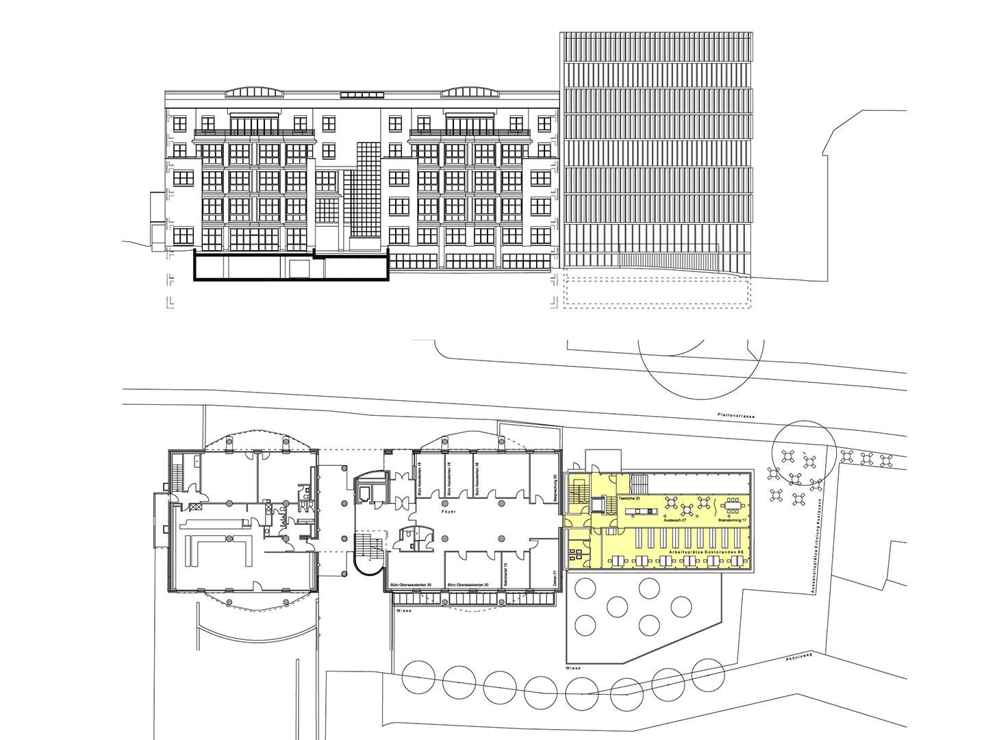 Institute building at Zurich University, Plattenstrasse, Zürich